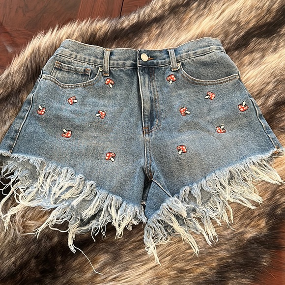 Simple Society Pants - Simple Society Women’s Mushroom Jean Shorts